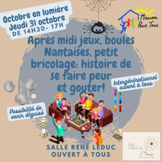 Après midi jeux, boules Nantaises, petit bricolage et gouter