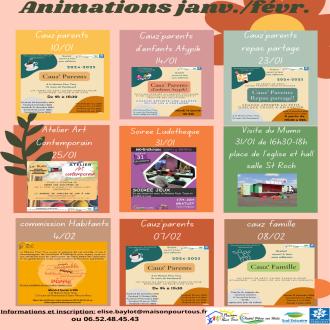 Animations de janvier et f�vrier 2025