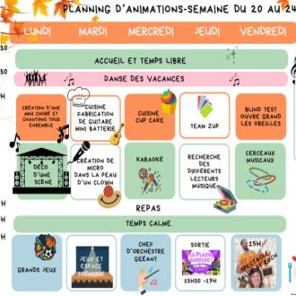 Programme Vacances de la Toussaint 1ère semaine