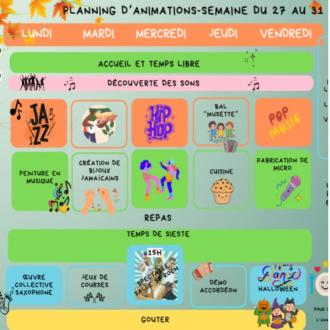 Programme Vacances de la Toussaint 2nd semaine