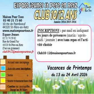 INSCRIPTIONS CLUB 10-12 Avril 2026