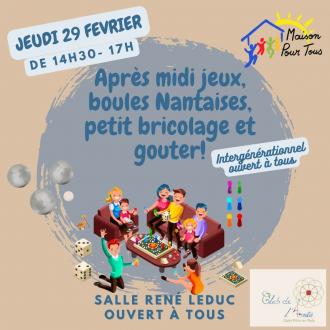 Apr�s midi jeux, boules Nantaises, petit bricolage et gouter